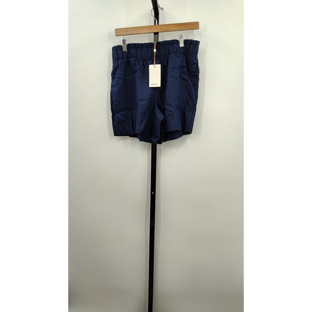 Quince Women's 100% European Linen High Waisted Shorts - Navy